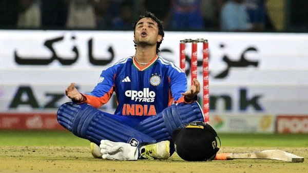Abhishek Sharma Celebrates with Om Namah Shivaya Meditation Pose after Century Abhishek Sharma Celebrates with Om Namah Shivaya Meditation Pose after Century