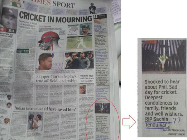Print blunder: "RIP Sachin Tendulkar", says newspaper