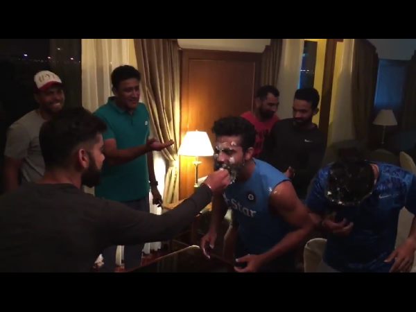 Team India celebrates birthday of Jadeja and Nair
