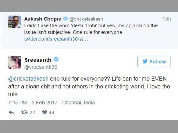 Sreesanth, Aakash Chopra engage in ugly Twitter spat over spot-fixing