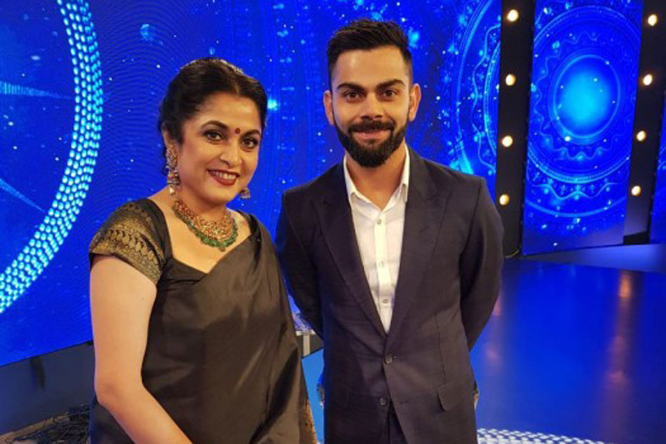 See pic: ‘Sivagami’ Ramya Krishnan’s photo with Indian Cricket Captain Virat Kohli is fantabulous See pic: ‘Sivagami’ Ramya Krishnan’s photo with Indian Cricket Captain Virat Kohli is fantabulous