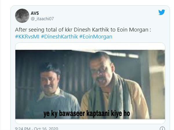 IPL 2020, KKR vs MI: Kolkata Knight Riders Fans Trolled Dinesh Karthik After He Failed To Score Runs