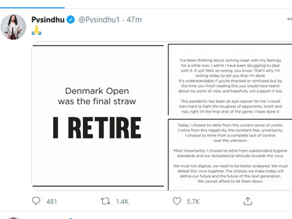 PV Sindhu gives a mini heart stroke to her fans, says she chose to retire 