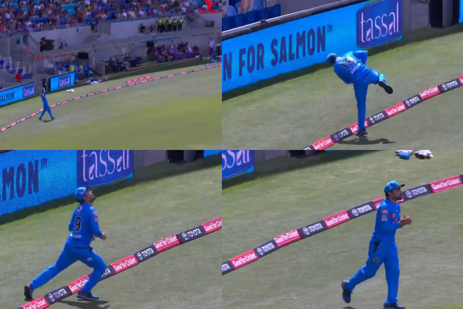 Rashid Khan takes stunning catch at the boundary line in BBL 10 Rashid Khan takes stunning catch at the boundary line in BBL 10