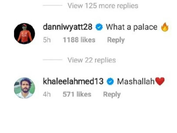Danielle Wyatt shares a comment on Rashid Khan’s latest Instagram post