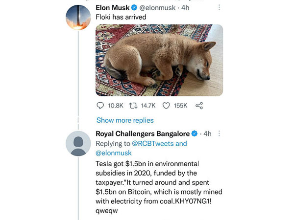 RCB send out tweet slamming Elon Musk over Bitcoin mining
