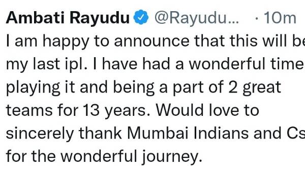 Ambati Rayudu is not retiring, Just a psychological thing and he will be with us, clarifies CSK CEO Ambati Rayudu is not retiring, Just a psychological thing and he will be with us, clarifies CSK CEO
