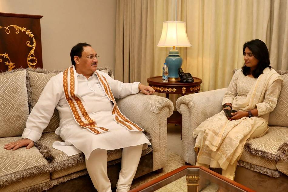 Former cricketer Mithali Raj meets BJP President JP Nadda in Hyderabad