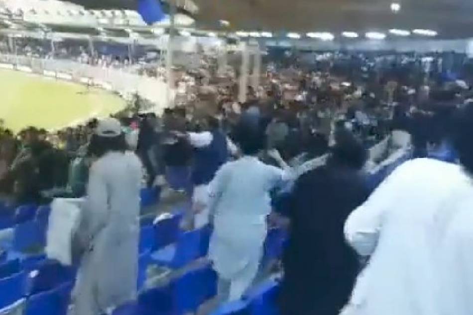 Afghan Fans destroying stadium property and chairs after loosing the match against Pakistan