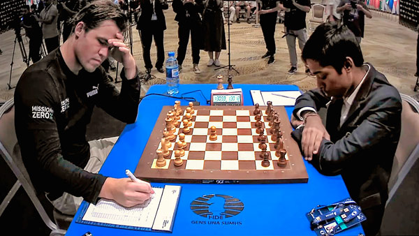 Praggnanandhaa and Magnus Carlsen agree to draw after 30 moves