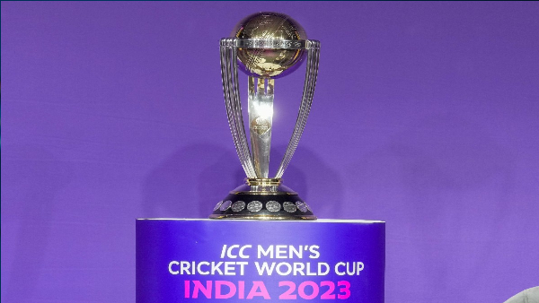 ICC Mens Cricket World Cup 2023 Trophy displayed in Uppal and Charminar