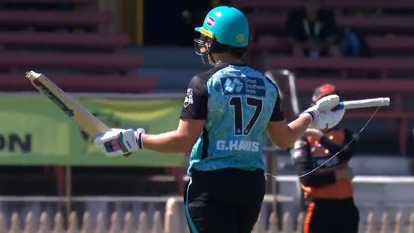 Watch: Grace Harris hits six with broken bat 