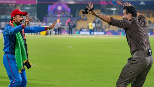 World Cup 2023 PAKvsAFG Irfan Pathan and Rashid Khan dance to celebrate Afghan victory 