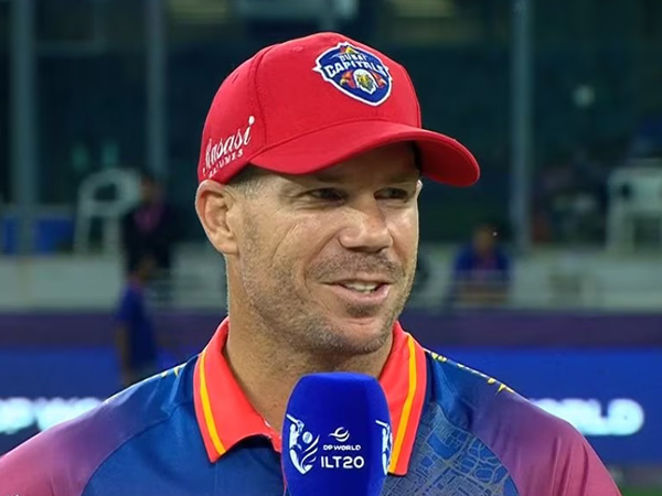 Dubai Capitals captain David Warner playing a Test innings in ILT20