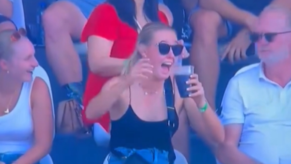 A funny incident in the SA20 league. A young woman who drank beer in seconds video goes viral
