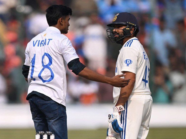 IND vs ENG: A fan entered ground and touched Rohit Sharmas feet in Uppal Test