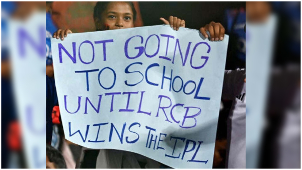 IPL 2024 RCB vs KKR A poster read Not going to School until RCB wins the IPL hits social media