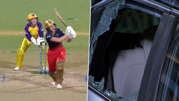 WPL 2024 RCB batter Ellyse Perry s huge six shatters car window