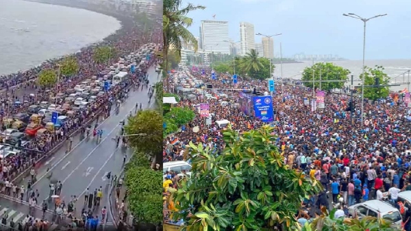 Huge stampede in Team India s victory parade