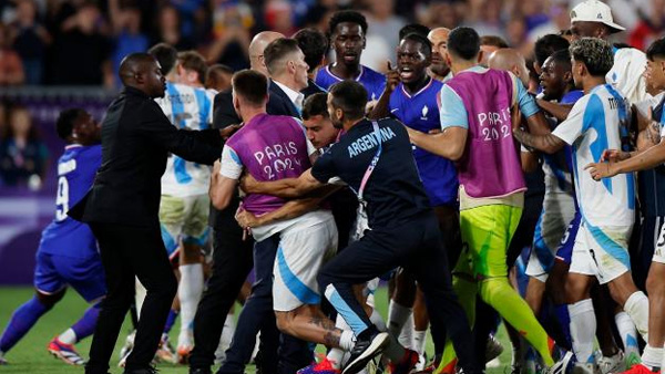 Paris Olympics Football Argentina and France Players Clash in Ugly Post-Match Fight