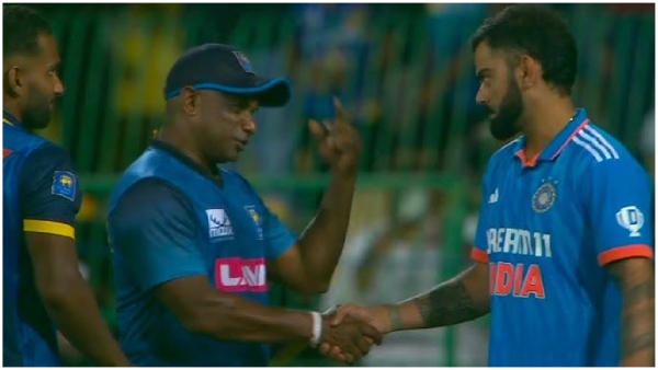 IND vs SL Virat Kohli s Intense chat with Sanath Jayasuriya over DRS Controversy