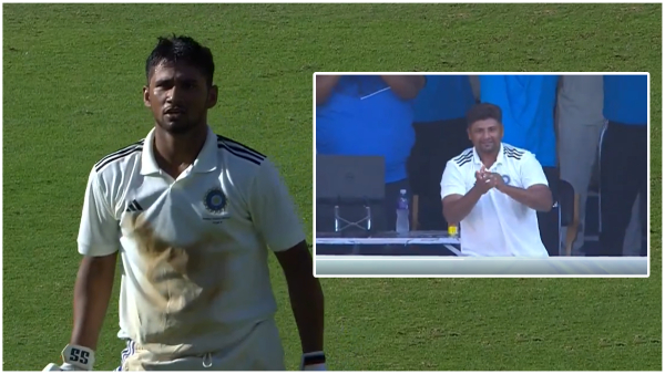 Duleep Trophy 2024 Sarfaraz Khan celebrates his brother Musheer Khan s hundred Video goes viral