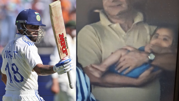 Virat Kohli s son Akaay Kohli spotted at the 1st time on Camera in IND vs AUS 1st Test