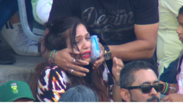 Sanju Samson s six hit one of the lady fan in the stadium Sanju Samson s six hit one of the lady fan in the stadium