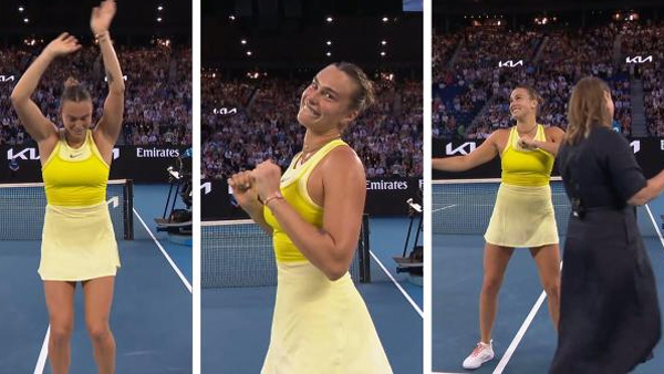 Australian Open 2025 Aryna Sabalenka dances in stadium after winning her 1st round against Sloane Stephens Australian Open 2025 Aryna Sabalenka dances in stadium after winning her 1st round against Sloane Stephens