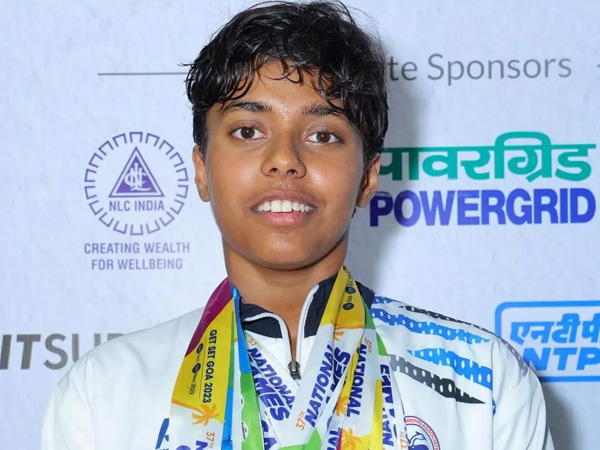 National Games 2025 14 years old Dhinidhi Desinghu record hattrick Gold medals National Games 2025 14 years old Dhinidhi Desinghu record hattrick Gold medals