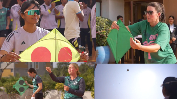 IND VS IRE Series TeamIndia and Ireland Womens Teams Celebrate Makar Sankranti with Kite Flying watch video