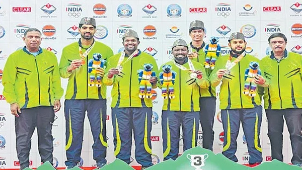 Telangana table tennis mens team won bronze medal in 38th National games uttarkhand Telangana table tennis mens team won bronze medal in 38th National games uttarkhand