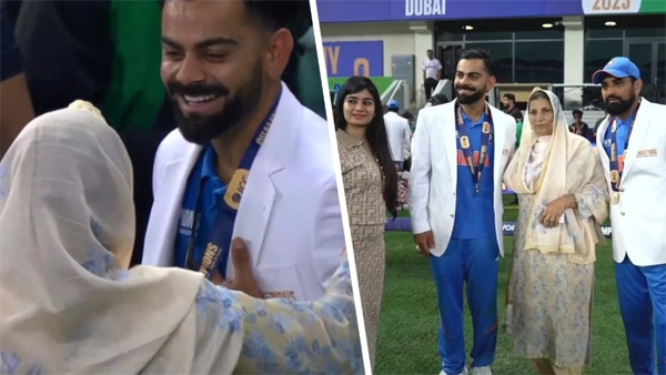 Virat Kohli touches Mohammed Shami mothers feet after India won Champions Trophy 2025