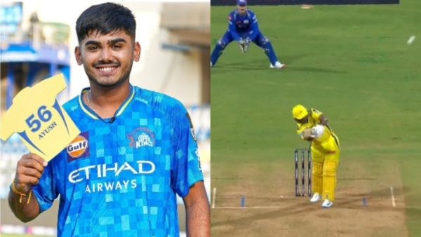 MI VS CSK Ayush mhatre smashes 4 fours 2 sixes scored 32 runs against Mumbai indians in ipl 2025