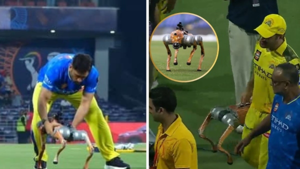 Watch MS Dhoni Hilariously Taking the New IPL s Robot Dog After LSG vs CSK the match