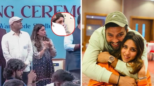 Rohit Sharma s Wife Ritika Sajdeh Tries to Hide Tears During Wankhede Stand Inauguration Video