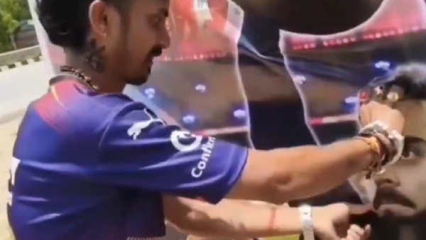 Virat Kohli Fan Cuts Wrist Applies Blood Tilak Video Goes Viral