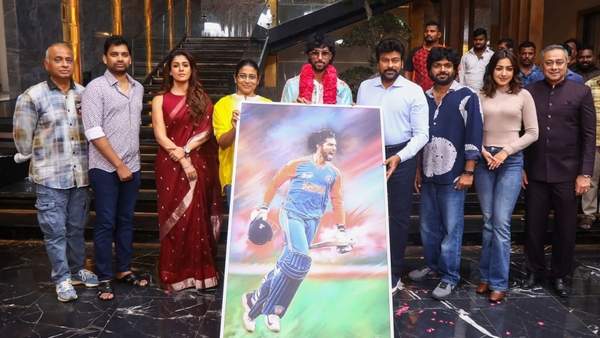 Megastar Chiranjeevi Felicitates Tilak Varma for Asia Cup Heroics on Mana Shankara Vara Prasad Garu Sets Megastar Chiranjeevi Felicitates Tilak Varma for Asia Cup Heroics on Mana Shankara Vara Prasad Garu Sets