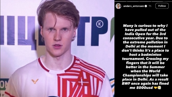 Delhi Pollution Shock World No 2 Anders Antonsen Withdraws from India Open