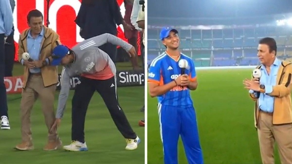 IND vs NZ Abhishek Sharma Touches Sunil Gavaskar s Feet After Match-Winning Knock in Heartwarming Gesture