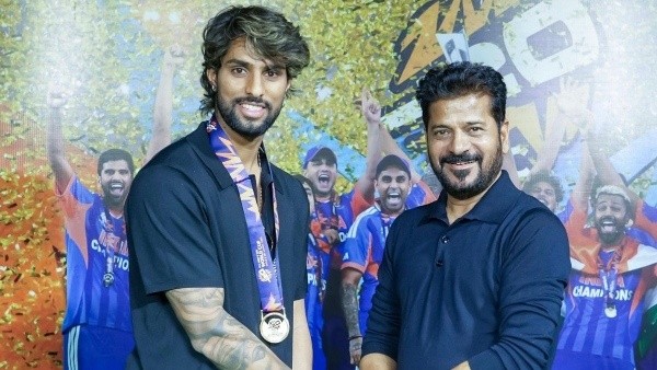 Telangana CM Revanth Reddy Felicitates Tilak Varma After India s T20 World Cup 2026 Triumph