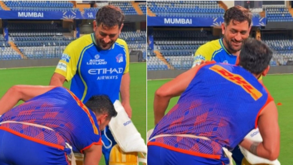 Heartwarming Moment Deepak Chahar Touches Dhoni s Feet During CSK before Mumbai Indians match