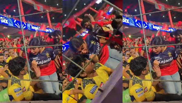 RCB vs CSK Viral Video of RCB Girl Celebrating in Front of Disappointed CSK Fan Details
