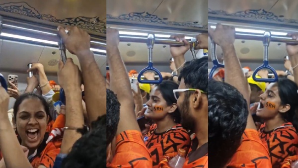 SRH Lady Fans Viral Video in Metro Biryani Debba Sambar Abba Slogans After Win Over CSK