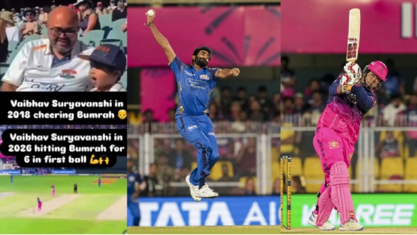 From Fan to Finisher Vaibhav Suryavanshi Hits Six Off Jasprit Bumrah in IPL 2026 Milestone Video Viral From Fan to Finisher Vaibhav Suryavanshi Hits Six Off Jasprit Bumrah in IPL 2026 Milestone Video Viral