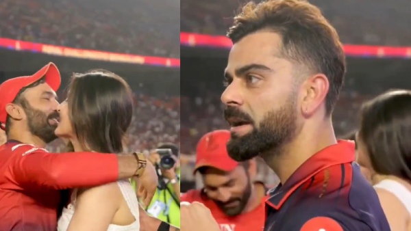 Watch Anushka Sharma Hugs Dinesh Karthik After RCB Win Virat Kohli Reaction Video Goes Viral