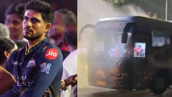 Gujarat Titans Team Bus Fire Accident Shubman Gill and Players Safe After IPL 2026 Final Gujarat Titans Team Bus Fire Accident Shubman Gill and Players Safe After IPL 2026 Final