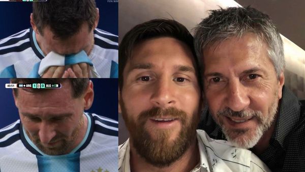 Lionel Messi emotional on field during World Cup match