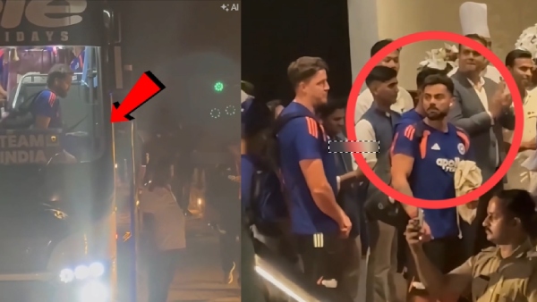 Viral Video Rohit Sharma Slips While Getting Off Bus Virat Kohli Reaction Goes Viral Details Viral Video Rohit Sharma Slips While Getting Off Bus Virat Kohli Reaction Goes Viral Details